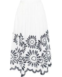 Ulla Johnson - Annisa Broderie Anglaise Midi-Rok - Lyst