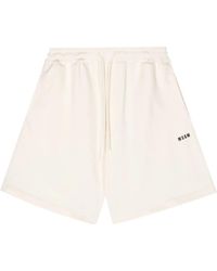 MSGM - Logo-Print Cotton Track Shorts - Lyst