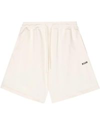 MSGM - Logo-Print Cotton Track Shorts - Lyst