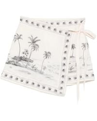 Agua Bendita - Luna Graphic-Print Linen Sarong - Lyst