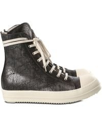 Rick Owens - Metallic-effect lace-up sneakers - Lyst
