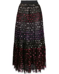 Temperley London Rainbow Sequin Midi Skirt - Black