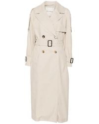 Max Mara - Water-Repellent Cotton Twill Trench Jacket With Wide Lapel Collar, Raglan Cuffs & Matching Belt - Lyst