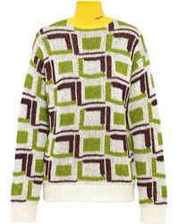Prada - Intarsia Knit Turtleneck Wool Sweater - Lyst
