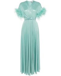 Nissa - Feather-Trim Lurex Gown - Lyst