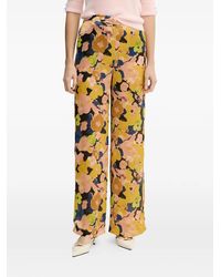 Morgan - Floral-Print Wide-Leg Trousers - Lyst