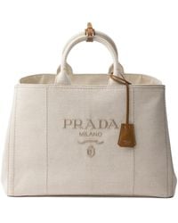 Prada - Logo-Embroidered Tote Bag - Lyst