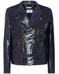 Philipp Plein - Python-Leather Biker Jacket - Lyst
