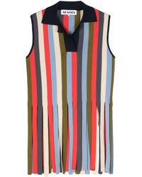 Sunnei - Fringed-edge Striped Polo Shirt - Lyst