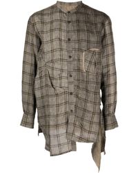 Ziggy Chen - Check-pattern Panelled Linen Shirt - Lyst