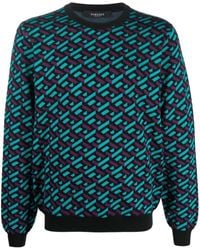 Versace - Black La Greca Jacquard Wool Sweater - Men's - Other Fibers/wool - Lyst
