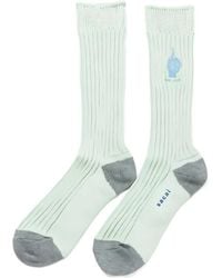 Sacai - Ribbed-Knit Embroidered Socks - Lyst