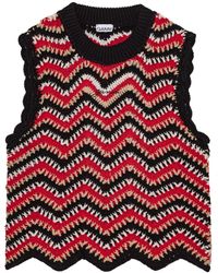 Ganni - Crochet Cotton Vest - Lyst