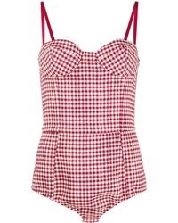 RED Valentino - Houndstooth-Pattern Bustier Bodysuit - Lyst