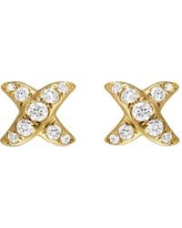 David Yurman - Pendientes Crossover X de 6 mm en oro amarillo de 18 ct con diamantes - Lyst