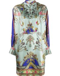 Etro Satijnen Blousejurk - Blauw