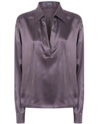 Tom Ford - Peach-Feel Silk Satin Polo Shirt - Lyst