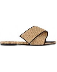 Givenchy - Sliced Square Raffia-Effect Flat Mules - Lyst