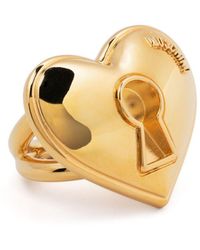 Moschino - Logo-engraved Heart-shape Ring - Lyst