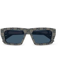 Gucci - Gg Supreme-Canvas Rectangle-Frame Sunglasses - Lyst