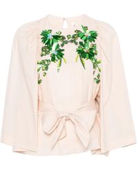 Psophia - Sequin-Embellished Tied-Waist Blouse - Lyst
