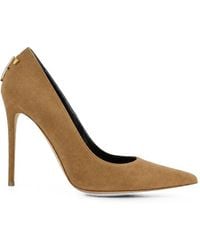 Elisabetta Franchi - Suede Pumps With Logo Detail - Lyst