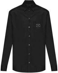 Dolce & Gabbana - Cotton Martini-Fit Shirt With Branded Tag - Lyst
