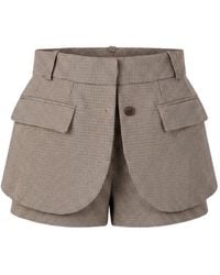 Monse - Jacket-Hem Checked Mini Shorts - Lyst