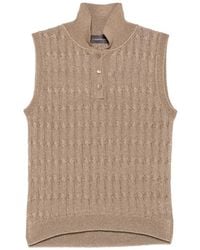 Lorena Antoniazzi - Cable-Knit Sleeveless Polo Top - Lyst