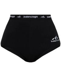Balenciaga - Logo-Print High-Waisted Mini Shorts - Lyst