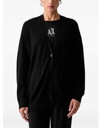 ARMANI EXCHANGE - V-Neck Logo-Embroidered Cardigan - Lyst