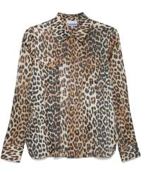 Ganni - Shirt With Animalier Print - Lyst