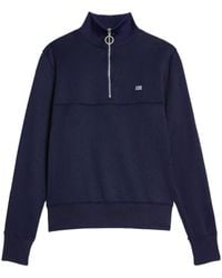 Ami Paris - Striped Short-zip Pullover Sweatshirt - Lyst
