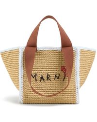 Marni - Gewebter Shopper Mit Logo-Stickerei - Lyst
