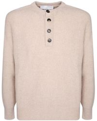 Amaranto - Ribbed-Knit Henley Sweater - Lyst