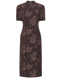 ROTATE BIRGER CHRISTENSEN - Vestido Midi Con Motivo Floral En Jacquard - Lyst