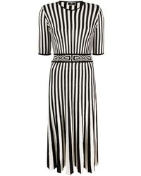 Elisabetta Franchi - Midi Dress With Two-tone Pleated Skirt - Lyst