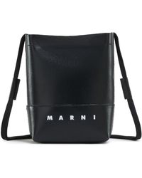 Marni - Schultertasche aus Faux-Leder mit Logo - Lyst
