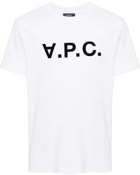 A.P.C. - Flocked-logo Cotton T-shirt - Lyst