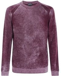 Emporio Armani - Ribbed Virgin Wool Sweater With Mélange Print - Lyst