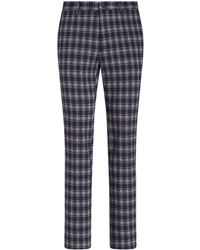 Etro - Checked Stretch-cotton Straight-leg Trousers - Lyst