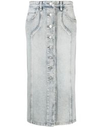 Isabel Marant - Light Cotton Vandy Midi Denim Skirt - Lyst
