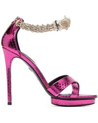 Roberto Cavalli - Panther 125Mm Metallic Sandals - Lyst