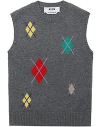 MSGM - Diamond-Pattern Sleeveless Top - Lyst