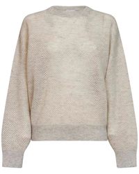 Brunello Cucinelli - Openwork Lamé-Thread Sweater - Lyst