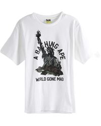 A Bathing Ape - T-Shirt Statue Of Liberty À Imprimé Graphique - Lyst