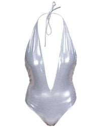 Pinko - V-neck Metallic Swimsuit - Lyst