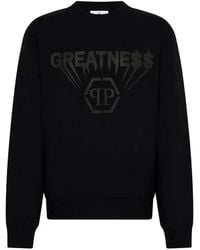 Philipp Plein - Printed Fleece Round-Neck Sweatshirt Greatness - Lyst