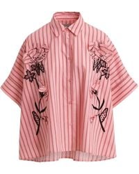 Essentiel Antwerp - Floral-Appliqué Striped Shirt - Lyst