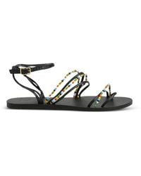 Manebí - Bead-Embellished Ankle-Strap Flat Sandals - Lyst